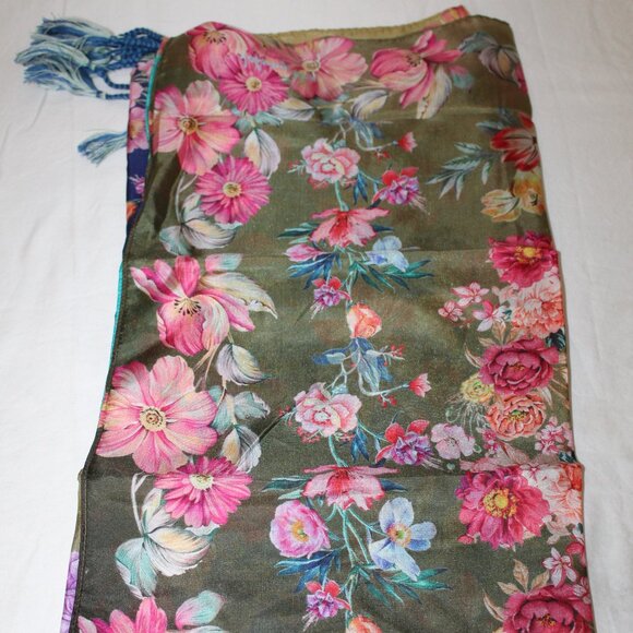 NWT Johnny Was Biya JWLA 3J Workshop Neutra Silk Scarf Wrap Shawl Tassels… - Picture 3 of 7